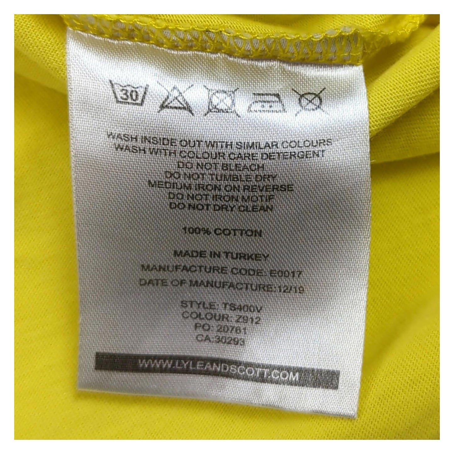 Lyle & Scott Lyle & Scott Yellow Organic Cotton T-Shirt Men’s XL Classic Fit Logo Tee 4SWD T-Shirts RewearableUK