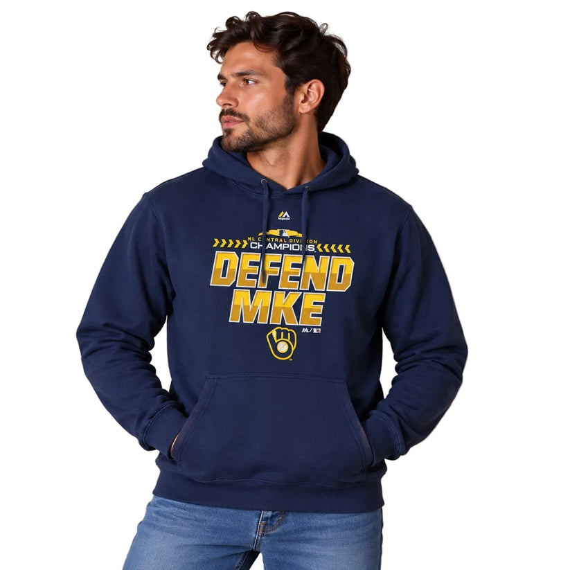 Majestic Men's Defend MKE Graphic Hoodie 2XL Navy – Hoodie product photo 1 | RewearableUK