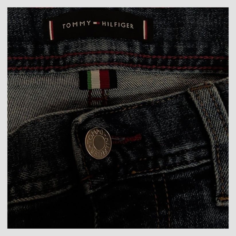 mens tommy hilfiger bleecker slim fit dark blue stretch denim jeans w30 l32 by Tommy Hilfiger – JEANS | RewearableUK
