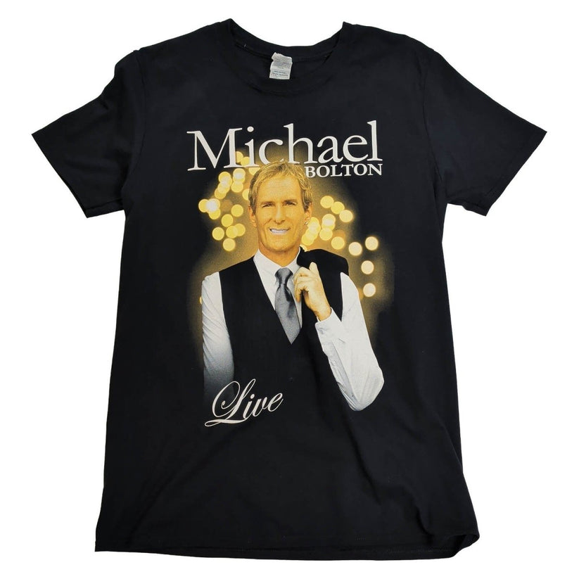 Michael Bolton Live UK Tour 2016 T-Shirt M Black Gildan Double Sided – product photo 1 | RewearableUK