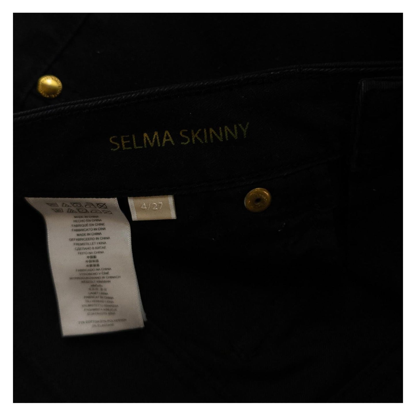 Michael Kors Selma Skinny Jeans US 4 W27 UK 8 Black Stretch Gold Hardware Denim by Michael Kors – | RewearableUK