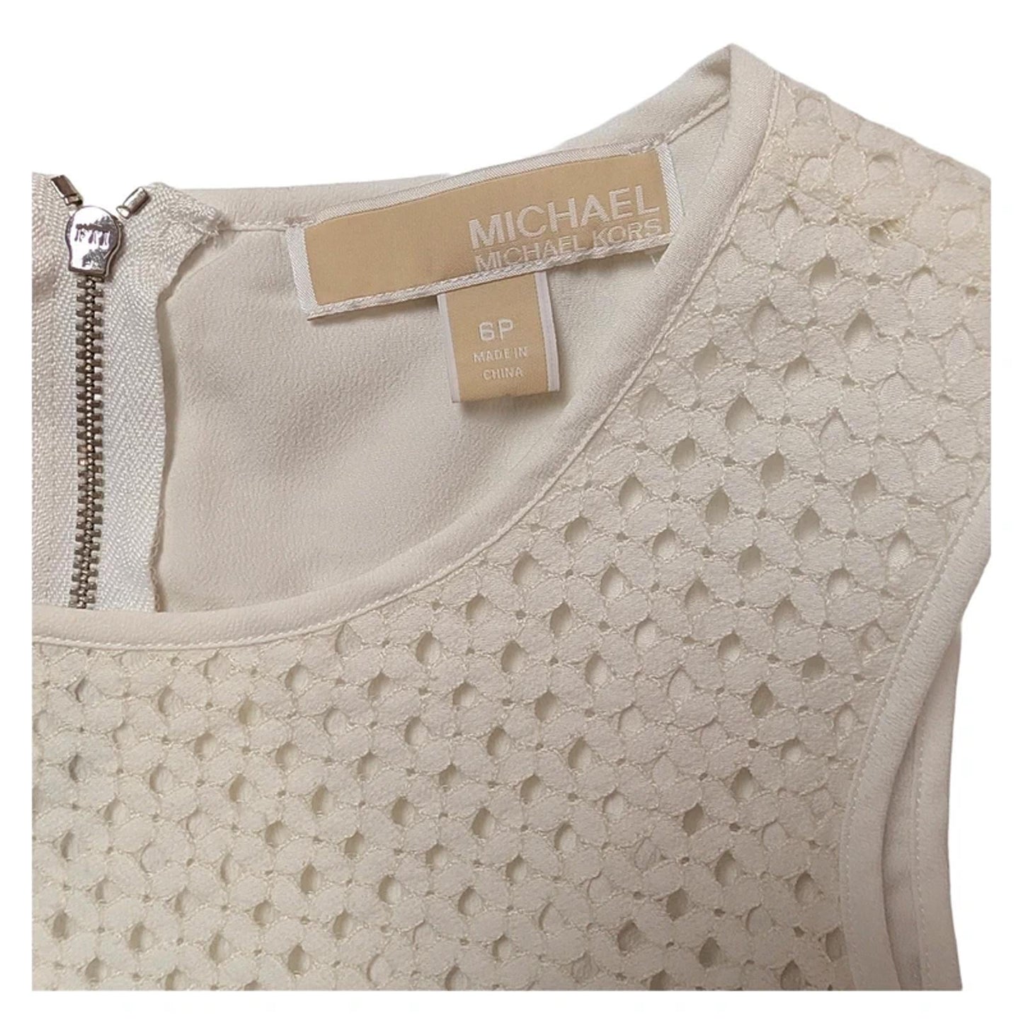 Michael Kors Top Size 6P Off White Lace Crochet Sleeveless Stained Defect by Michael Kors – | RewearableUK