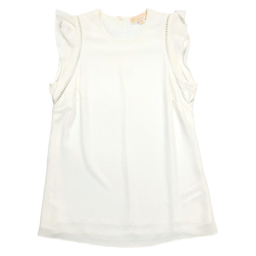 Michael Kors Women's Ivory Ruffle Sleeve Blouse XS Ladder Trim Top – product photo 1 | RewearableUK