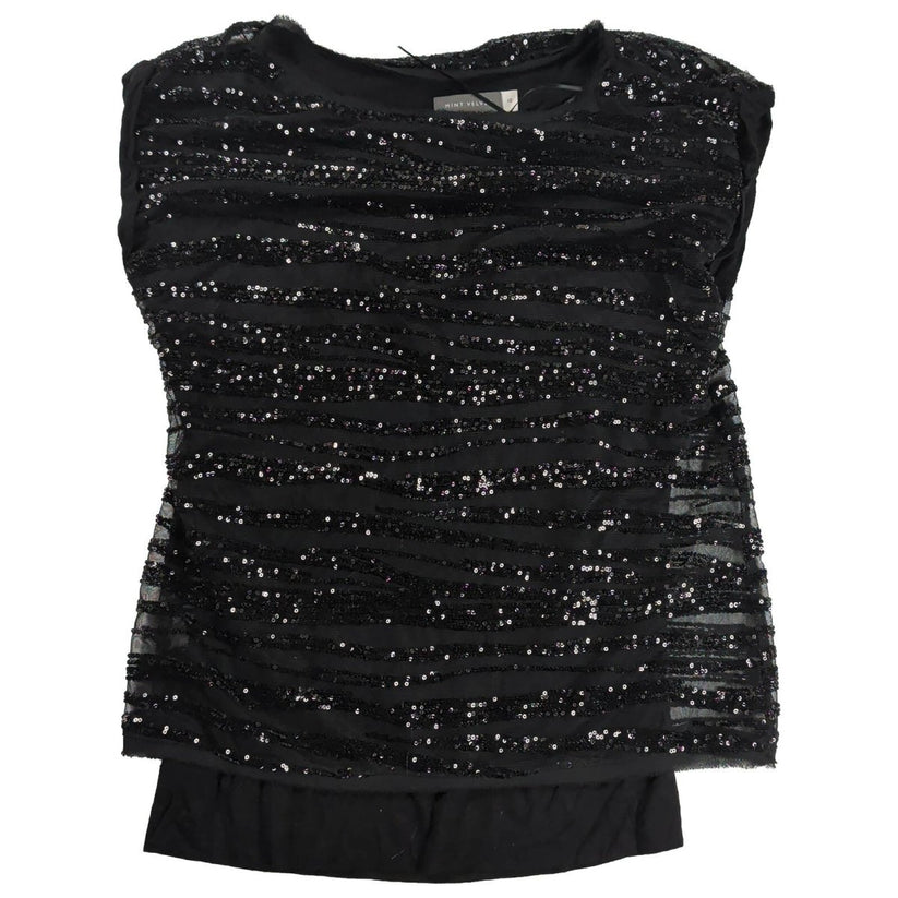 Mint Velvet Black Sequin Ruched Mesh Top UK 10 – product photo 1 | RewearableUK
