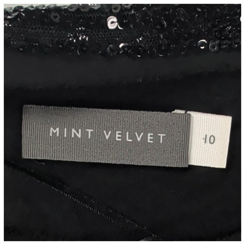 Mint Velvet Black Sequin Ruched Mesh Top UK 10 – product photo 4 | RewearableUK