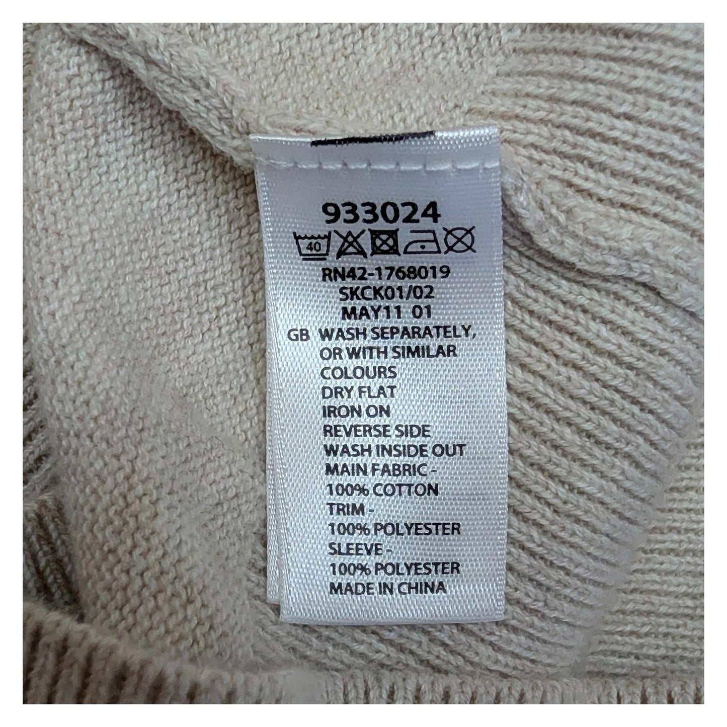 Monsoon Beige Knit Top Size UK 16 US 12 Cotton Body Chiffon Puff Sleeve Blouse by Monsoon – | RewearableUK