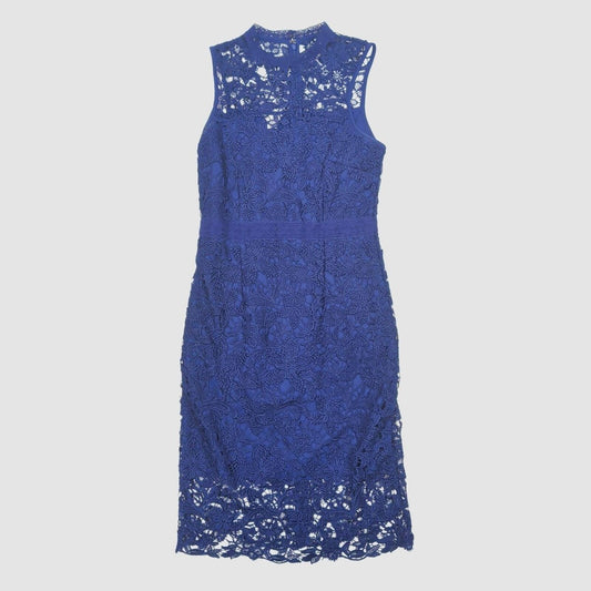 Monsoon Blue Lace Dress UK 12 EU 40 Sleeveless Elegant Occasion Midi by Monsoon – | RewearableUK