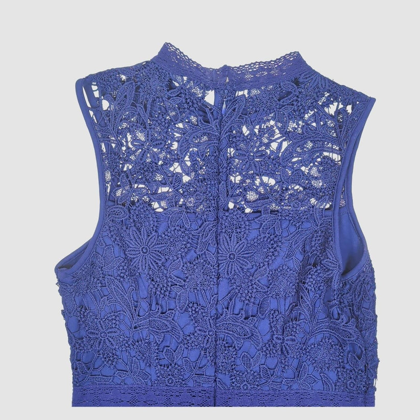Monsoon Blue Lace Dress UK 12 EU 40 Sleeveless Elegant Occasion Midi by Monsoon – | RewearableUK