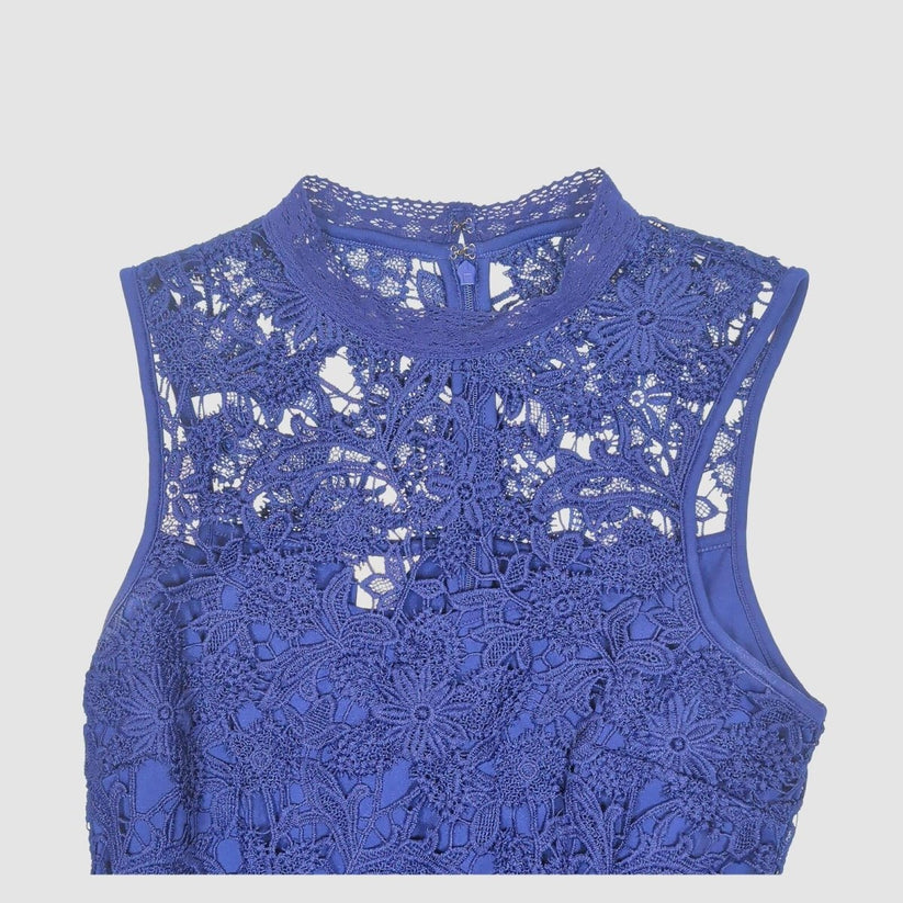 Monsoon Blue Lace Dress UK 12 EU 40 Sleeveless Elegant Occasion Midi by Monsoon – | RewearableUK