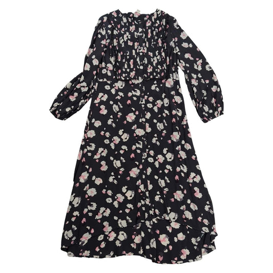 Monsoon Floral Midi Shirt Dress UK 14 Black Pink Long Sleeve Button Front – product photo 1 | RewearableUK