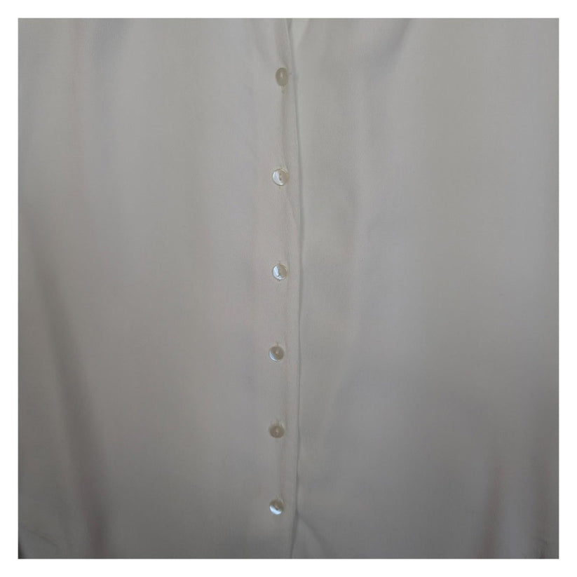 Monsoon White Blouse Size UK 8 US 4 Viscose Short Sleeve Button Down V - Neck Top by Monsoon – | RewearableUK