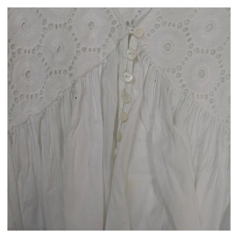 Monsoon White Broderie Anglaise Top Size 12 Sleeveless Cotton Tunic by Monsoon – blouse | RewearableUK