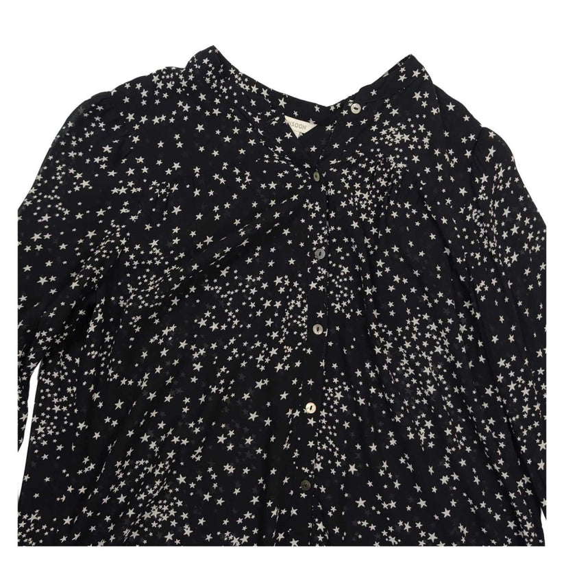 Monsoon Women's Blouse UK 12 Black White Star Print Viscose Long Sleeve – product photo 2 | RewearableUK
