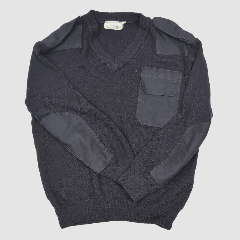 Munz Wool Military Jumper Black V Neck Tactical Sweater Elbow Patches by munz – MILITARY | RewearableUK