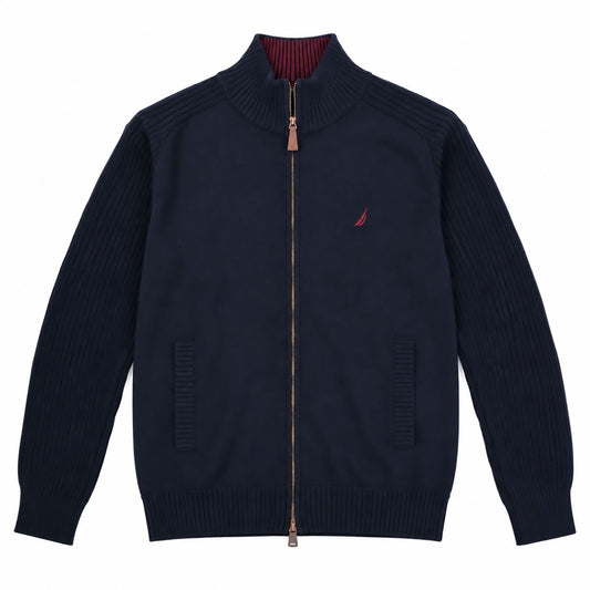 Nautica Men's Navy Full Zip Cotton Blend Jumper L - product photo 1