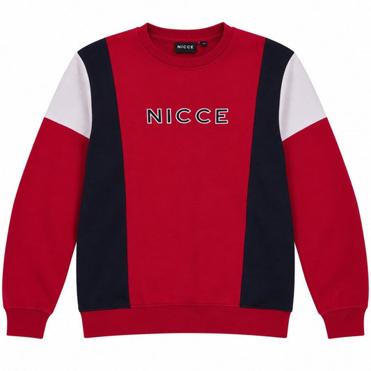 Nicce Unisex Red Panelled Crew Neck Sweatshirt S - product photo 1
