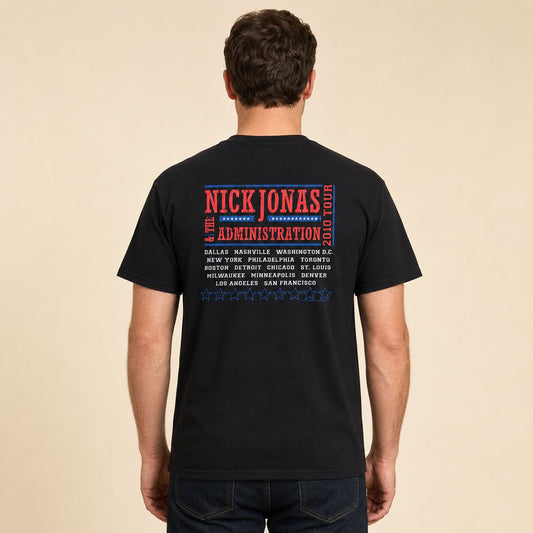 Nick Jonas & The Administration 2010 Tour T-Shirt M Black Anvil – T-Shirts product photo 2 | RewearableUK