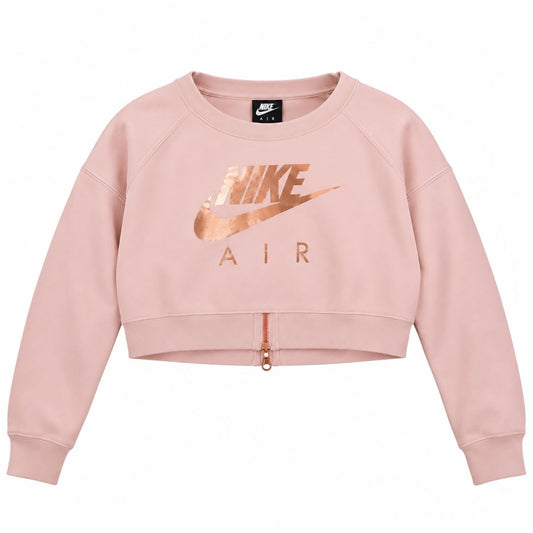 Nike Air Womens Pink Cropped Sweatshirt Size S Rose Gold Logo Back Zip – product photo 1 | RewearableUK