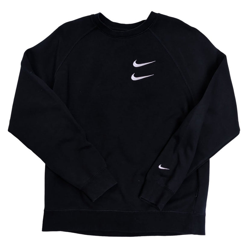 Nike Mens Black Sweatshirt M Double Swoosh Embroidered Back Print Crew Neck – product photo 3 | RewearableUK