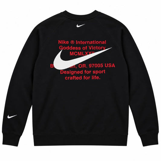 Nike Mens Black Sweatshirt M Double Swoosh Embroidered Back Print Crew Neck – product photo 2 | RewearableUK