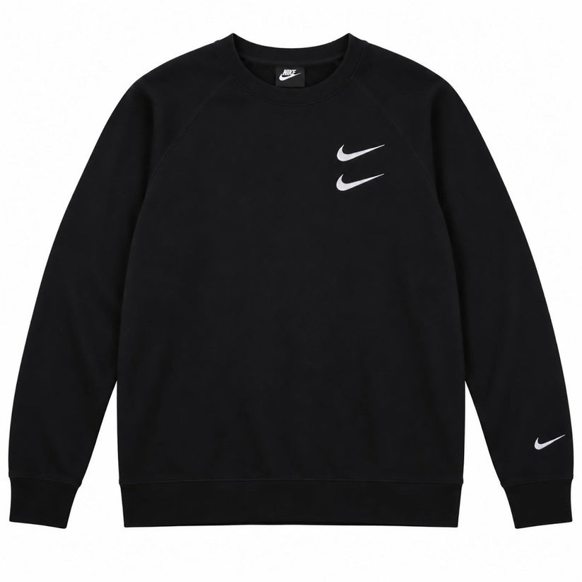 Nike Mens Black Sweatshirt M Double Swoosh Embroidered Back Print Crew Neck – product photo 1 | RewearableUK