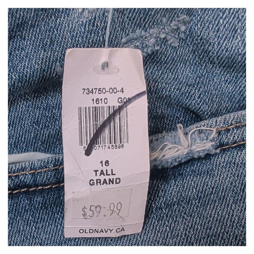 Old Navy Women's Sky-Hi Straight Jeans Size 16 Tall Blue High Rise Distressed – product photo 8 | RewearableUK