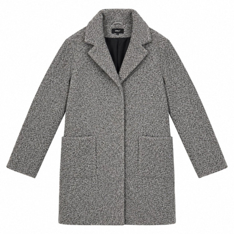 ONLY Womens Grey Boucle Longline Coat Size S Textured Button Front Lined – product photo 1 | RewearableUK