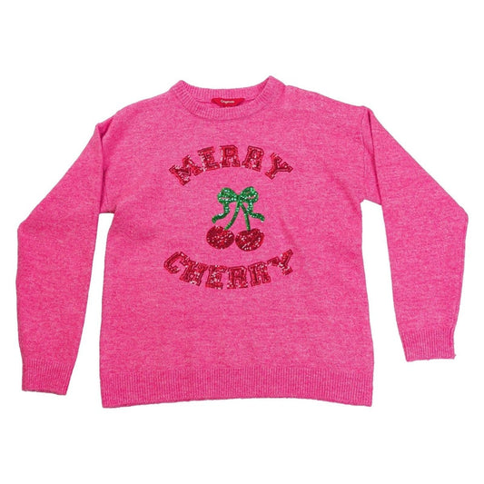 Originals Merry Cherry Christmas Jumper UK 10-12 Pink Sequin Xmas Sweater – product photo 1 | RewearableUK