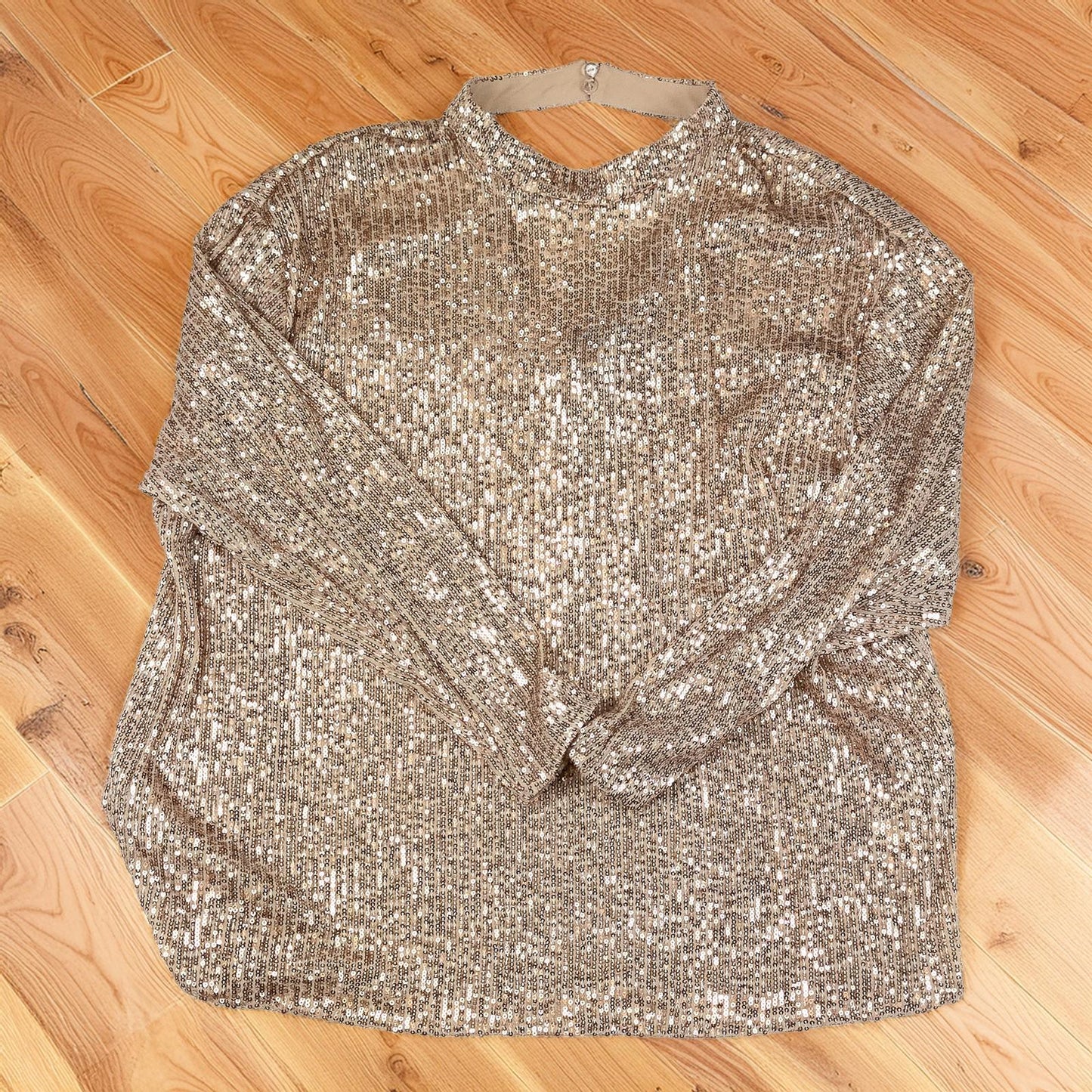 Phase Eight Gold Sequin Top Size UK 14 Champagne Choker V - Neck Party Sparkle by Phase Eight – | RewearableUK