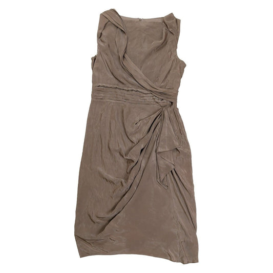 Phase Eight Taupe Satin Effect Dress UK 12 Draped Ruched Wedding Guest Occasion – product photo 1 | RewearableUK