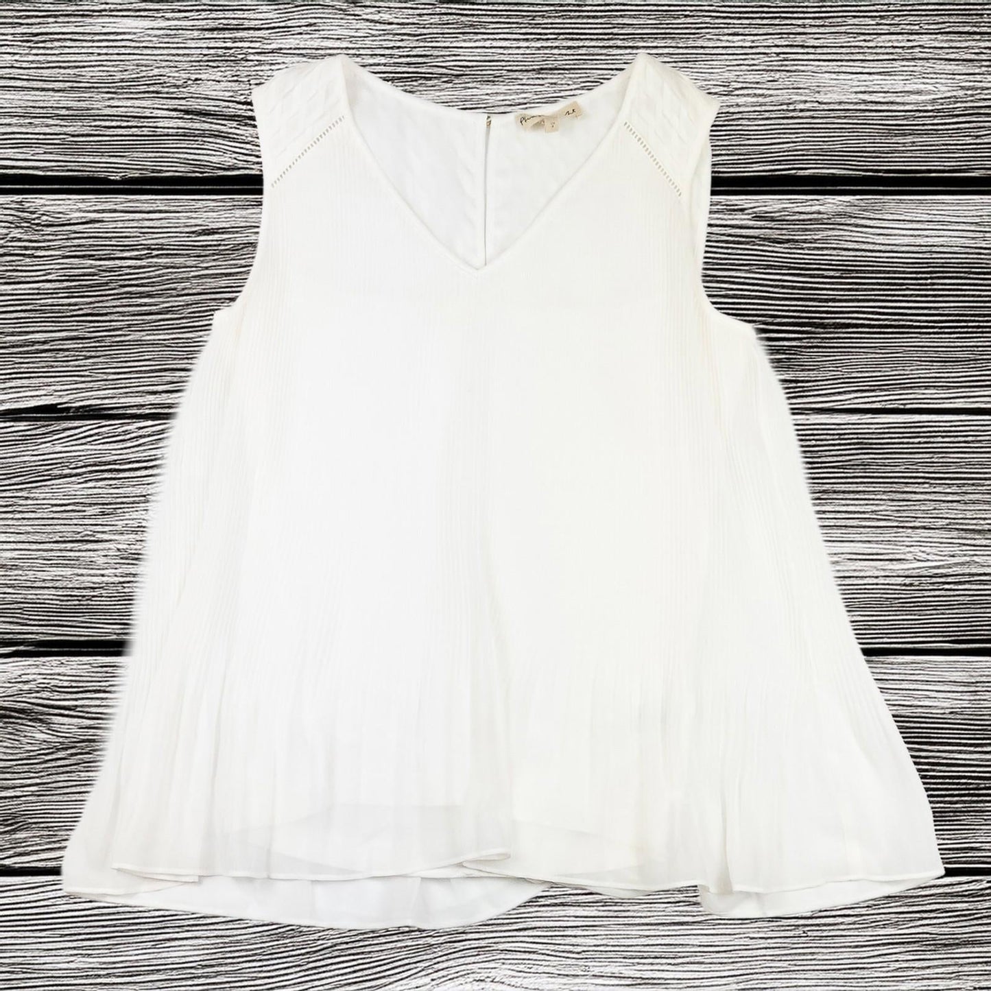 Phase Eight Top Blouse UK 8 White Plisse Pleated Sleeveless Layered Smart by Phase Eight – | RewearableUK