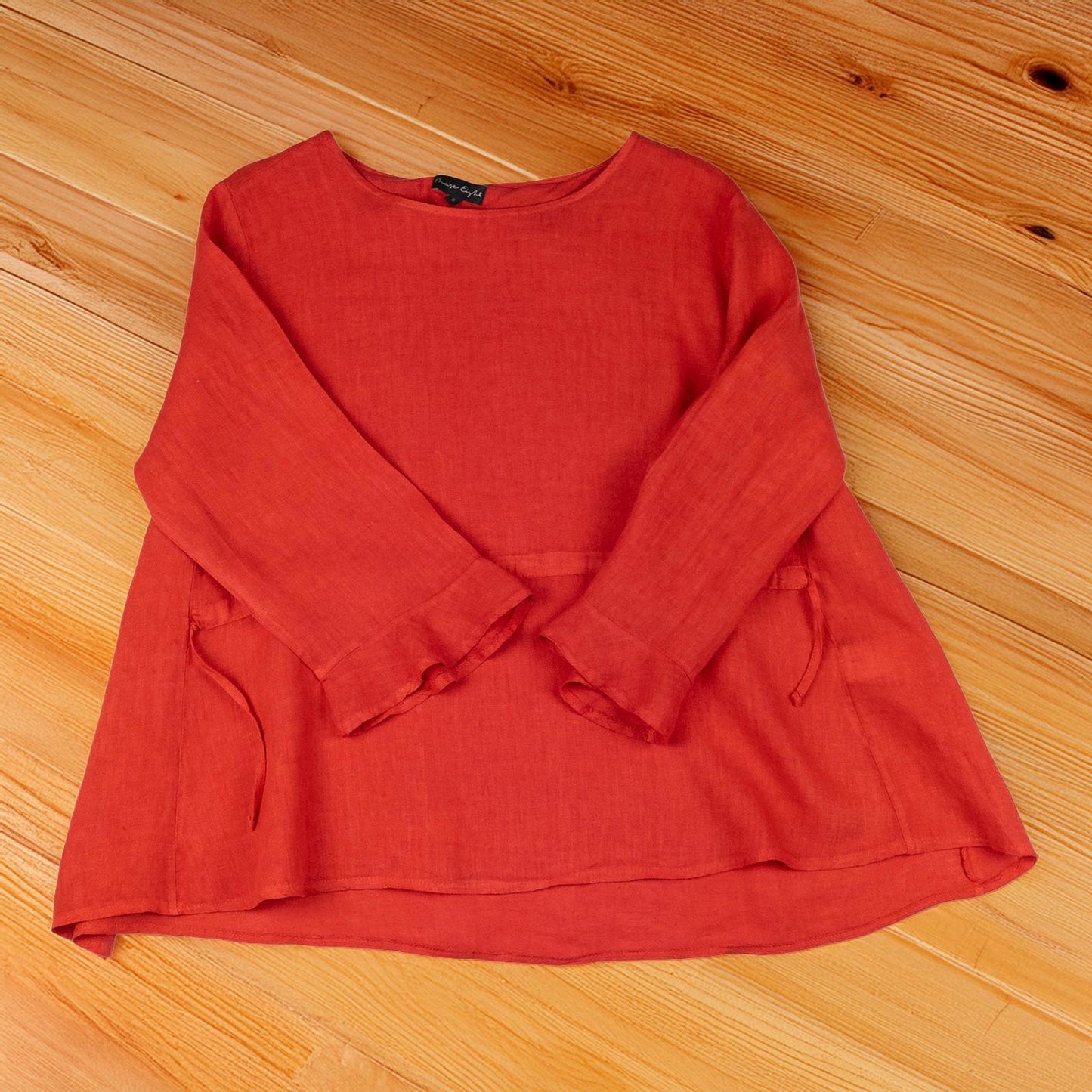 Phase Eight Woman Red Linen Top Size UK 14 Tunic Blouse Bell Sleeve Made Italy by Phase Eight – | RewearableUK