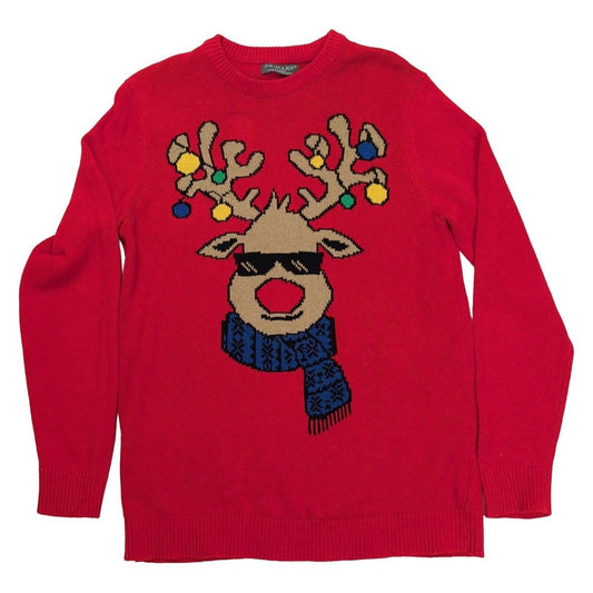 Primark Men's Christmas Jumper XL Red Rudolph Reindeer Graphic Xmas Sweater – product photo 1 | RewearableUK