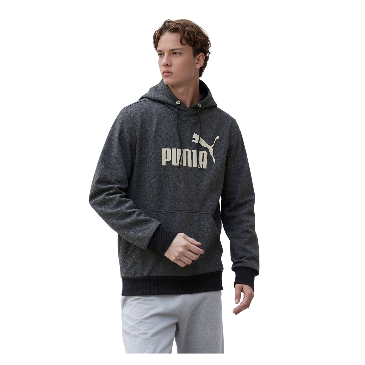 PUMA Puma Men’s Hoodie Dark Grey Pullover Size UK 12 • Sustainable Casual Wear Sweater & Hoodie RewearableUK