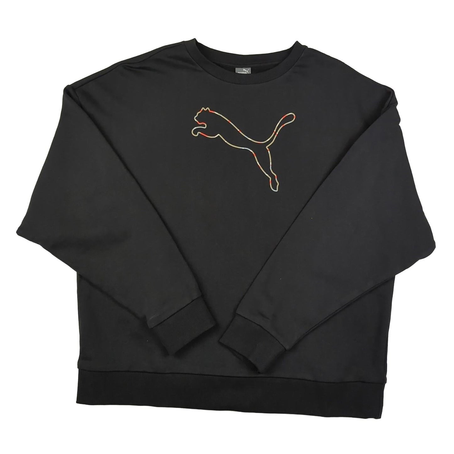 PUMA Puma woman Sweatshirt Size L Large Black Jumper Pullover Long Sleeve Cotton Top Sweater & Hoodie RewearableUK