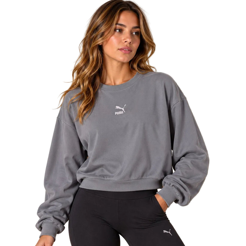 Puma Women's Sweatshirt Small Grey Crew Neck Cotton – Sweater & Hoodie product photo 1 | RewearableUK