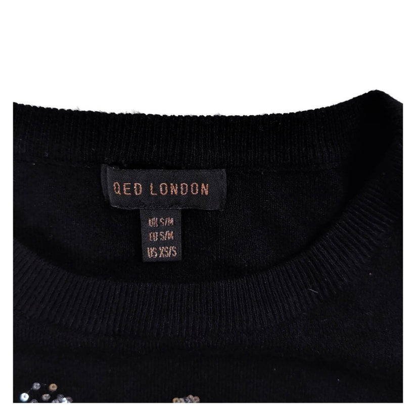 QED London Women's Champagne Sequin Jumper S/M Black – product photo 8 | RewearableUK