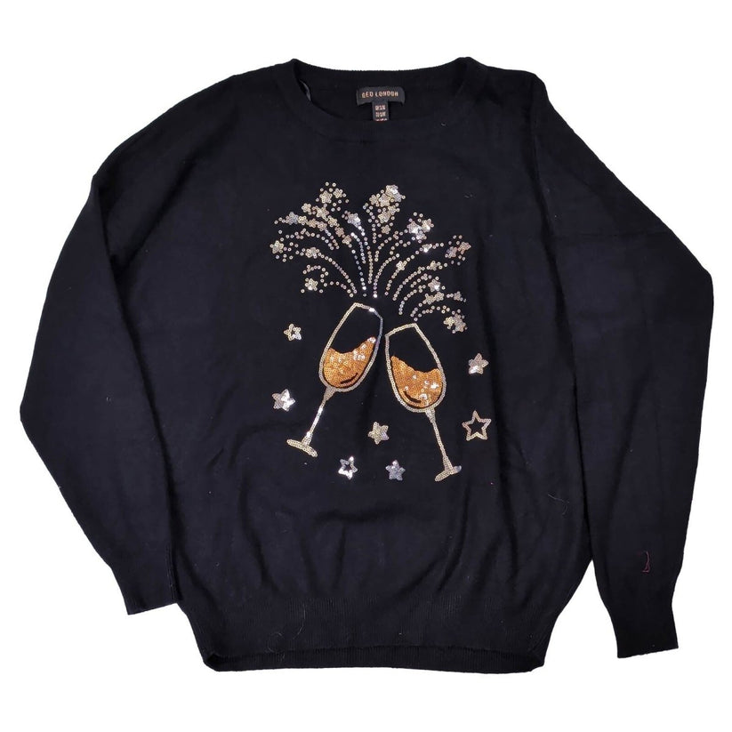 QED London Women's Champagne Sequin Jumper S/M Black – product photo 6 | RewearableUK