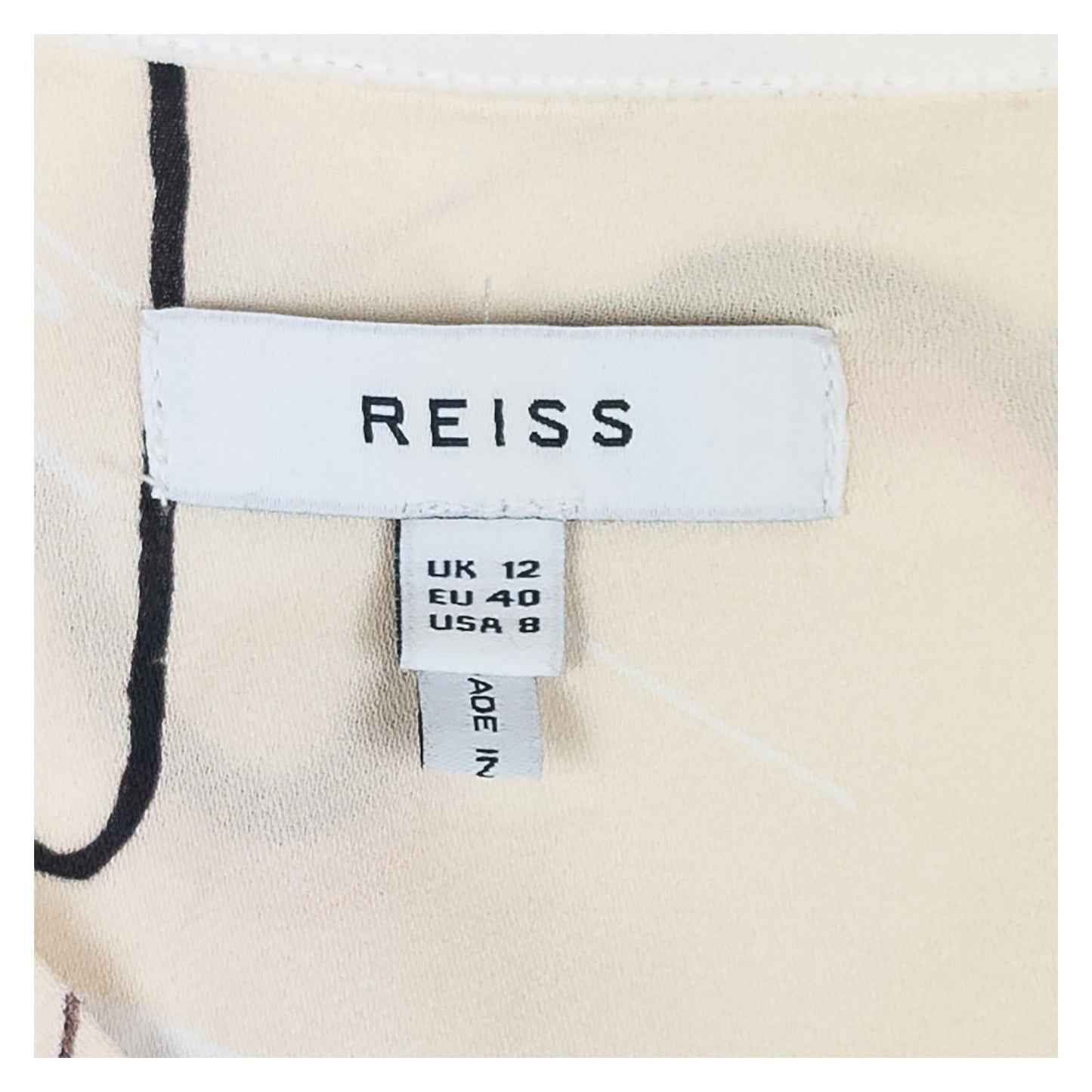 Reiss Abstract Sketch Print Blouse Size UK 12 Cream V - Neck Tie Detail Long Sleev by Reiss – | RewearableUK