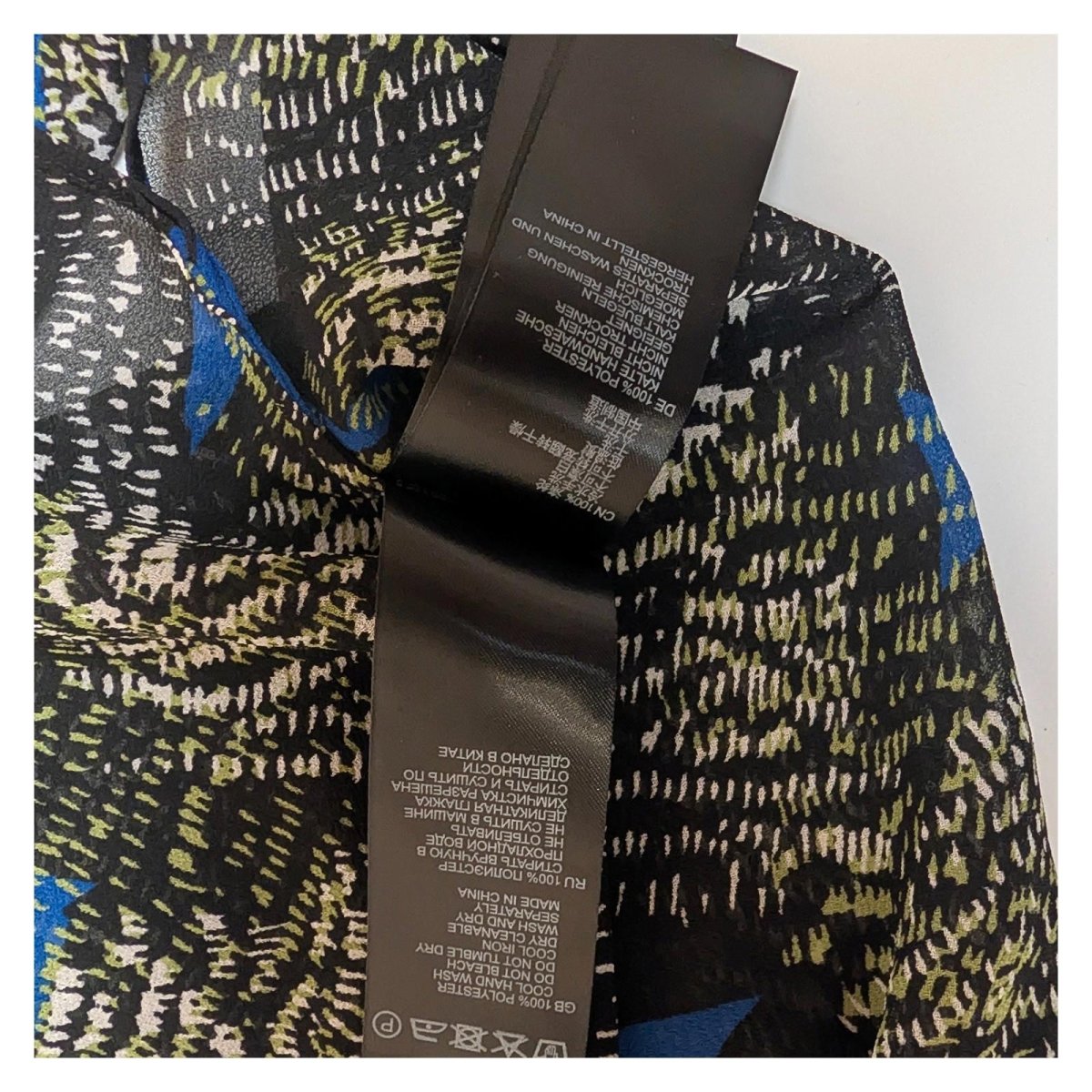 Reiss Lea Blouse UK 8 Abstract Green Blue Print Long Sleeve Shirt Top Office Wor by Reiss – | RewearableUK