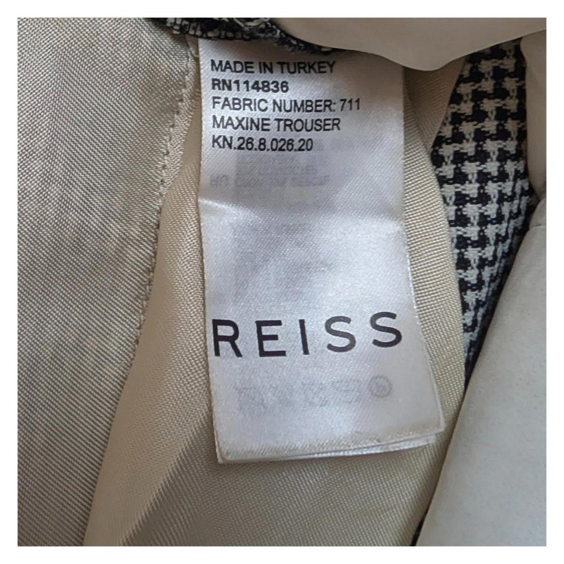 Reiss Maxine Trousers Women's Size UK 4 US 0 Houndstooth Check Cigarette Tailore by Reiss – | RewearableUK