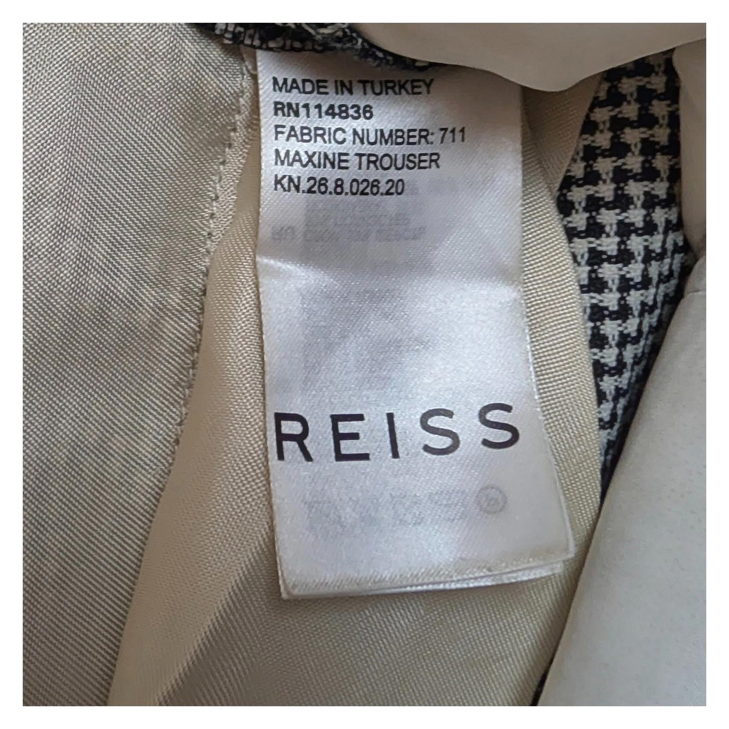 Reiss Maxine Trousers Women's Size UK 4 US 0 Houndstooth Check Cigarette Tailore by Reiss – | RewearableUK