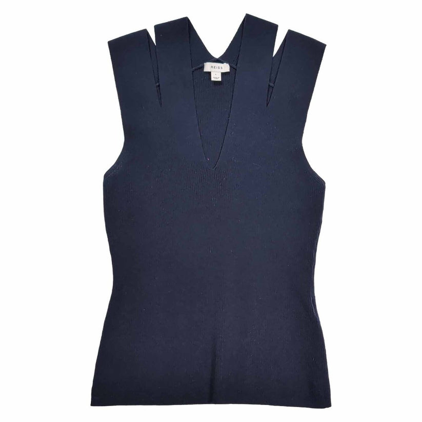 Reiss Nina Ribbed Sleeveless Top L UK 14 Navy – product photo 1 | RewearableUK