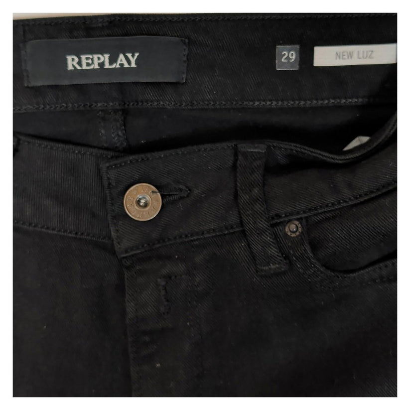 replay new luz womens size w29 black low rise skinny fit stretch denim jeans by Replay – | RewearableUK