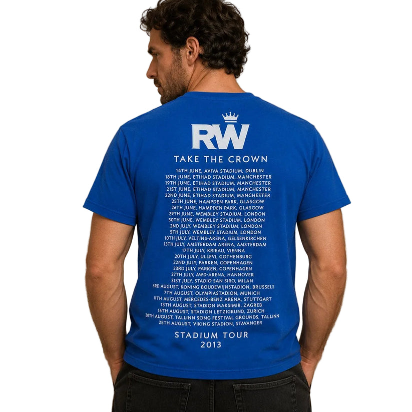 Robbie Williams Take the Crown 2013 Tour T-Shirt M Blue Gildan – Music T-Shirt product photo 2 | RewearableUK