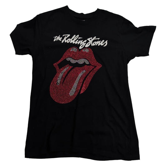 Rolling Stones Women's T-Shirt M Black Rhinestone Tongue Official Rock Off – product photo 1 | RewearableUK
