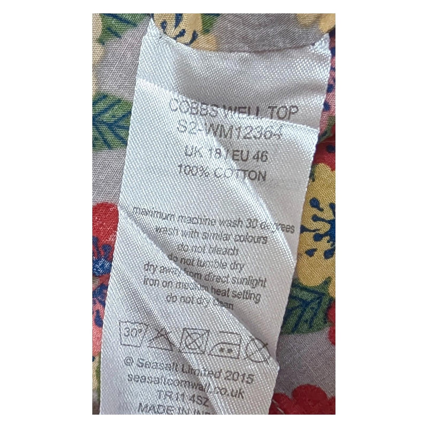 Seasalt Cornwall Cobb's Well Top Size UK 18 Floral Cotton Sleeveless Tie Neck Ve by Seasalt – | RewearableUK