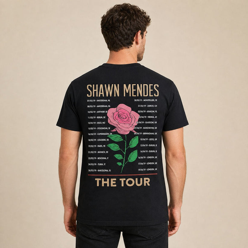 Shawn Mendes The Tour 2019 T-Shirt M Black – Music T-Shirt product photo 2 | RewearableUK