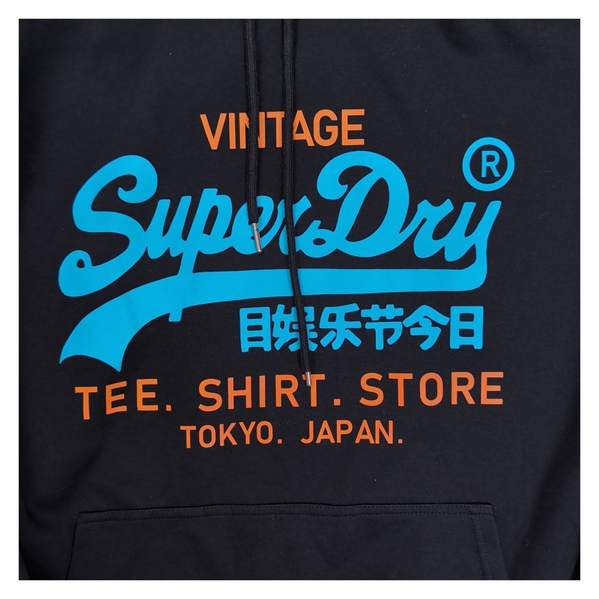 Superdry Mens Hoodie Size L Black Blue Orange Graphic Print – product photo 9 | RewearableUK
