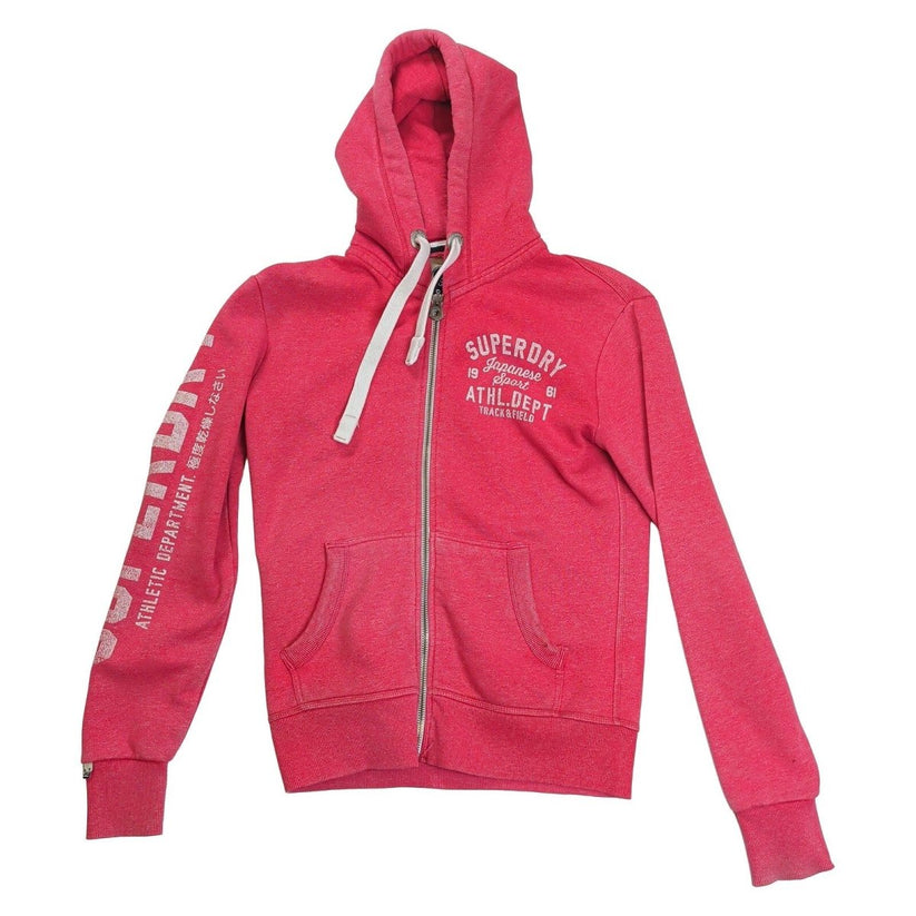 Superdry State Athl Dept Pink Marl Full Zip Hoodie Size S Graphic Sweatshirt – product photo 2 | RewearableUK